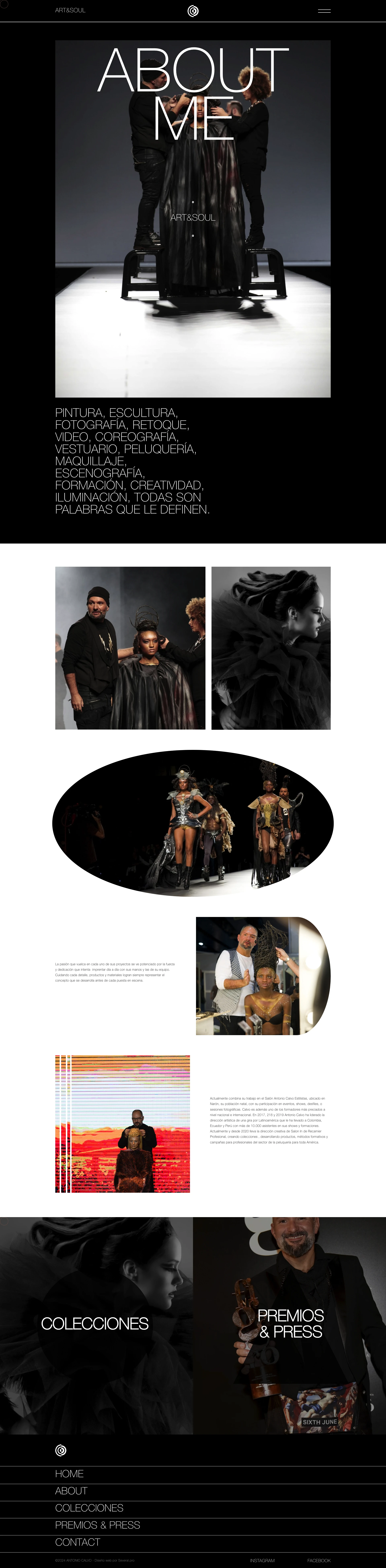 Antonio Calvo Landing Page Example: I am Antonio Calvo, hair artist, artistic director, creator and designer of ideas.