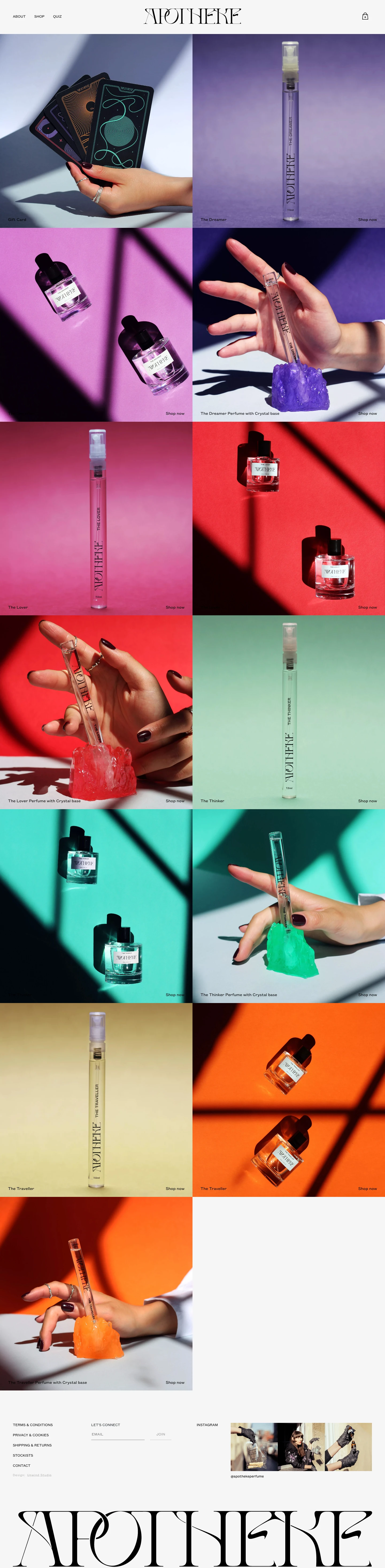 Apotheke Landing Page Example: Apotheke is a perfume brand with an emotional and psychological approach to scent.