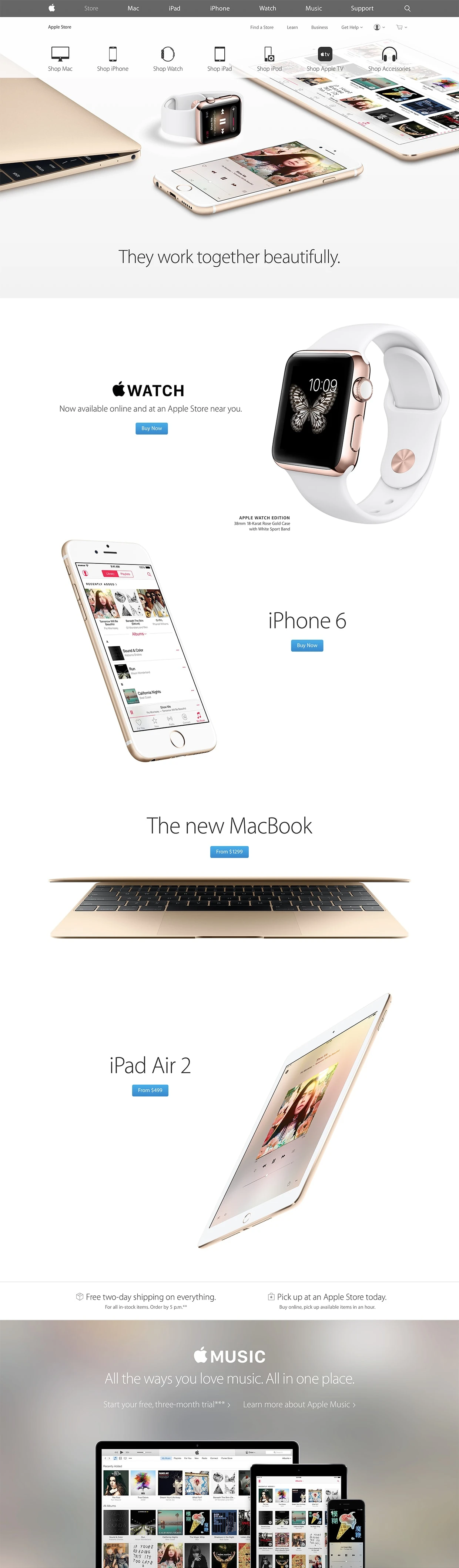 Apple Landing Page Example: Apple leads the world in innovation with iPhone, iPad, Mac, Apple Watch, iOS, OS X, watchOS and more. Visit the site to learn, buy, and get support.