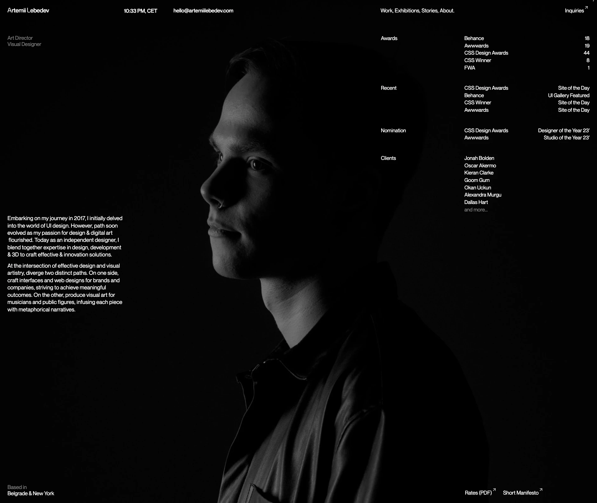Artemii Lebedev Landing Page Example: Portfolio of Artemii Lebedev, award-winning Designer, Founder & Art Director Lemma.Studio. Web Design, Visual Design, Branding, 3D & Development via Webflow. Also visual designer in Goom Gum duet.