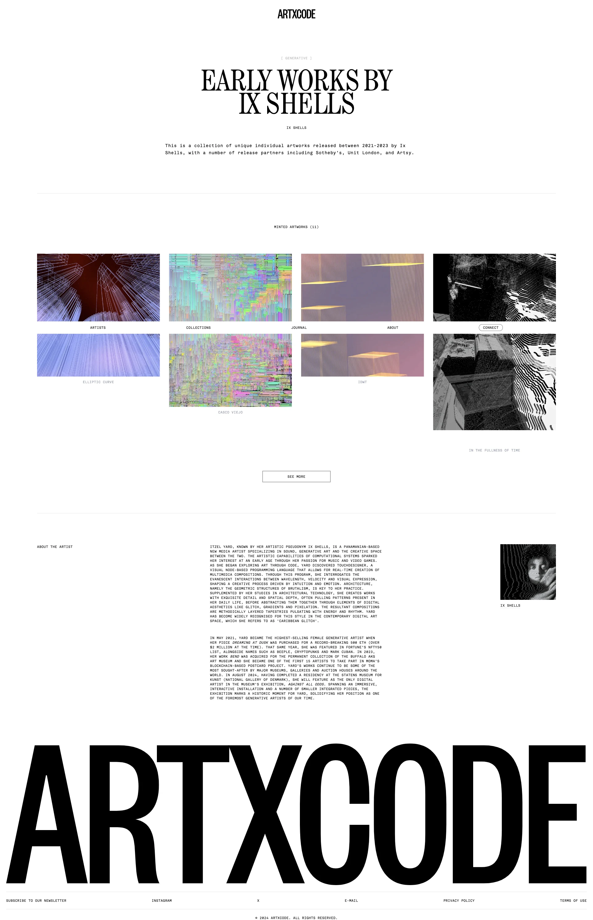 ARTXCODE Landing Page Example: ARTXCODE is a generative art house celebrating the culture of code since 2016. We offer artist management, curated private sales, and offer institutional advisory.