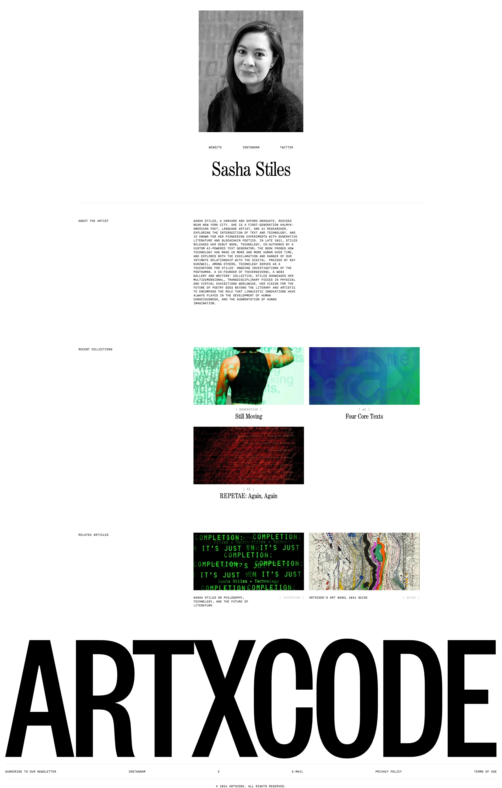 ARTXCODE Landing Page Example: ARTXCODE is a generative art house celebrating the culture of code since 2016. We offer artist management, curated private sales, and offer institutional advisory.