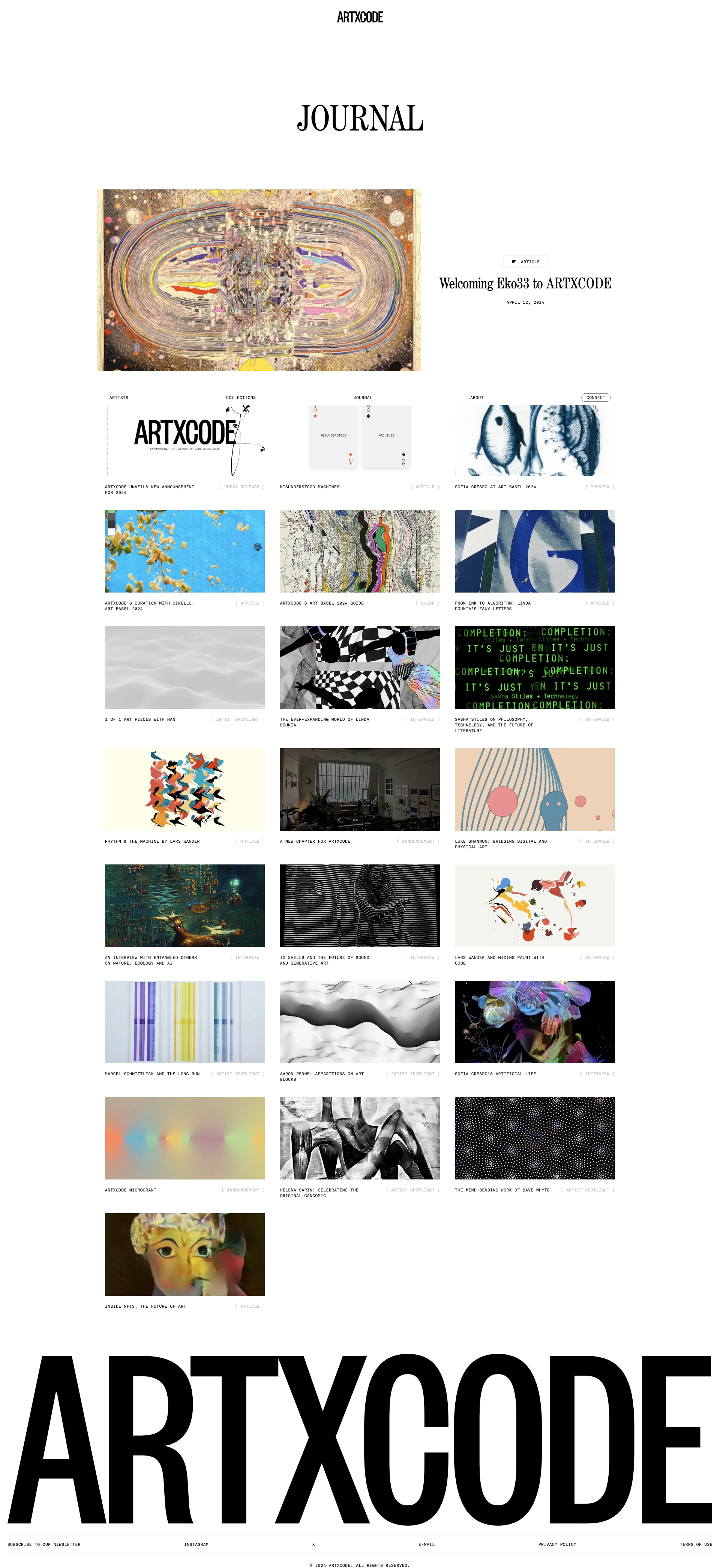 ARTXCODE Landing Page Example: ARTXCODE is a generative art house celebrating the culture of code since 2016. We offer artist management, curated private sales, and offer institutional advisory.