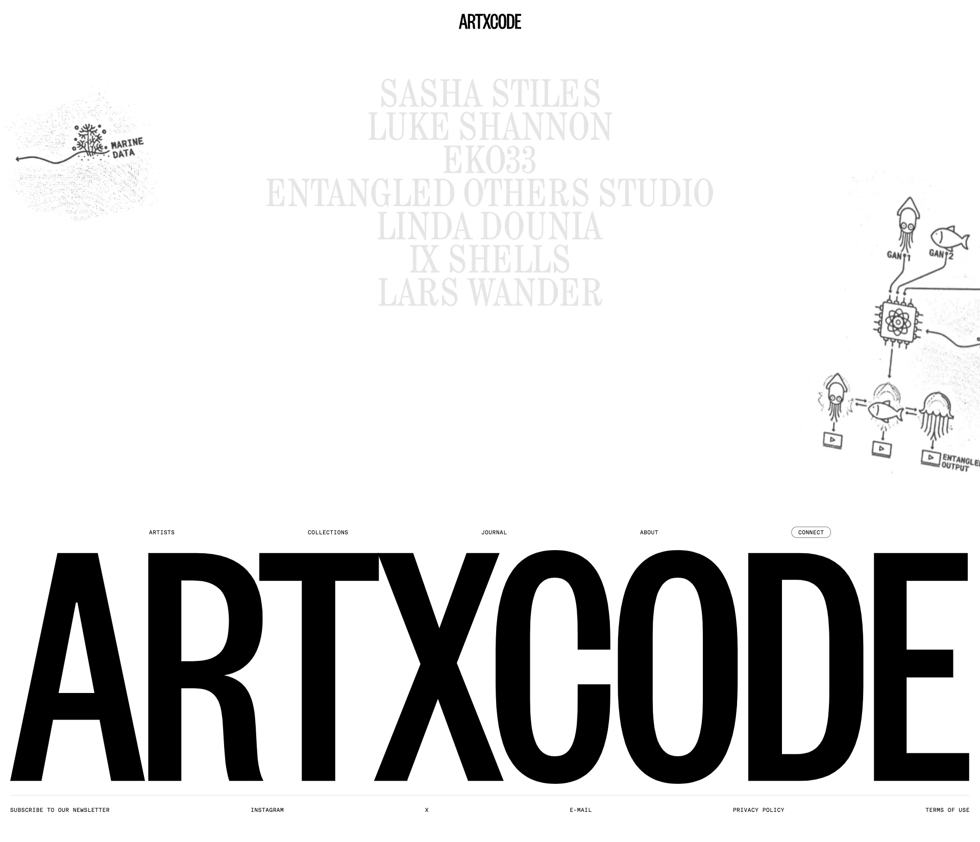 ARTXCODE Landing Page Example: ARTXCODE is a generative art house celebrating the culture of code since 2016. We offer artist management, curated private sales, and offer institutional advisory.