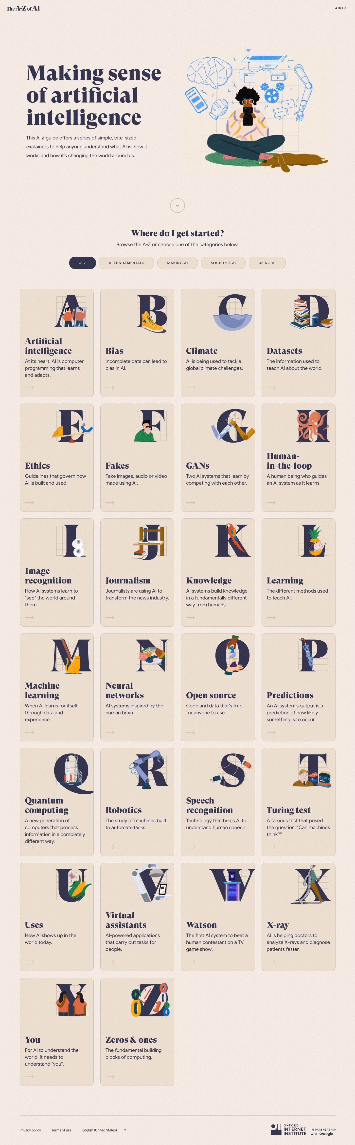 The A-Z of AI Landing Page Example: Discover more about what artificial intelligence is, how it works and how it’s changing the world around us.