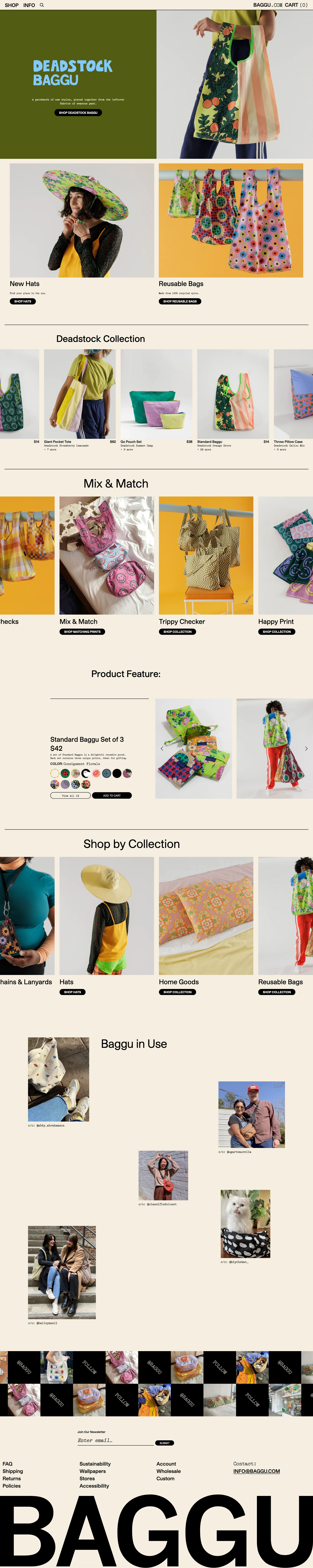 BAGGU Landing Page Example: BAGGU makes simple, intentional things for everyday use.