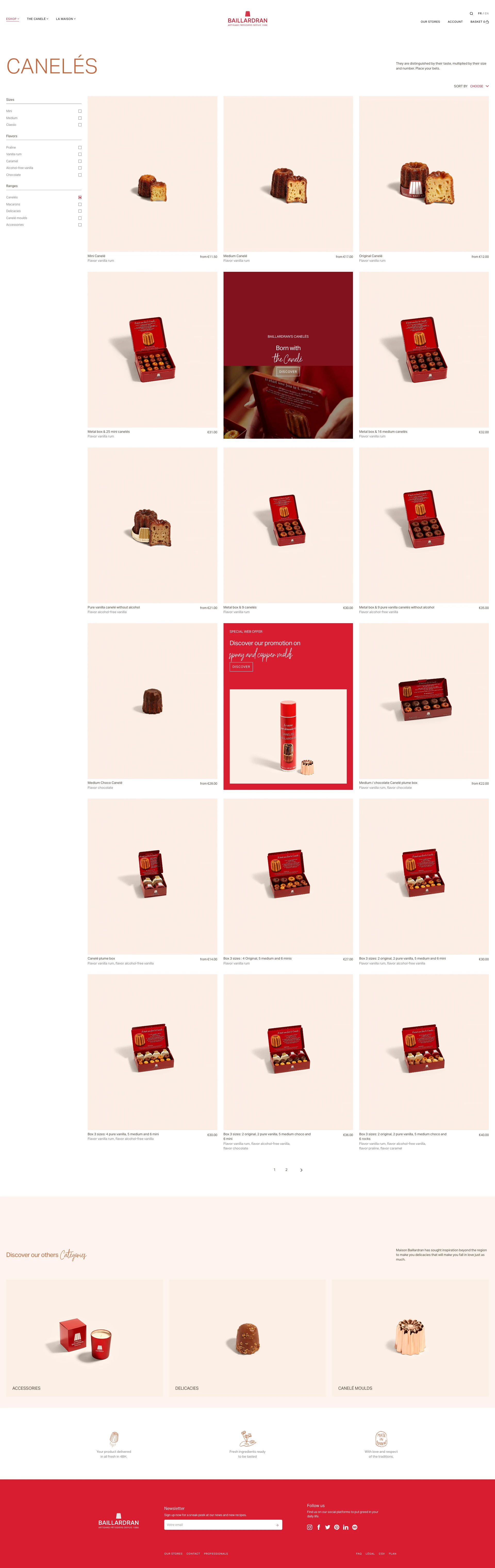 Baillardran Landing Page Example: Baillardran created in Bordeaux is the reference in canelés bringing together all the best know-how for your greatest pleasure.