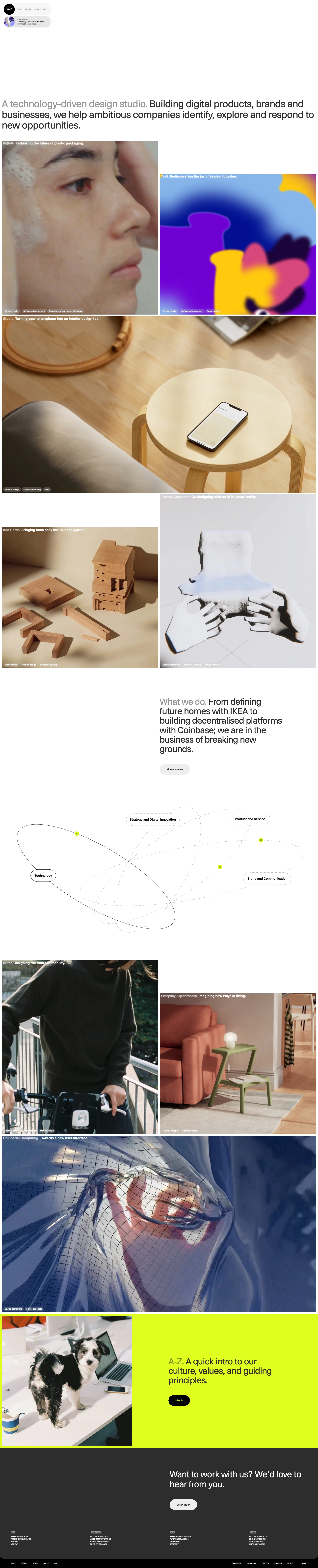 Bakken & Bæck Landing Page Example: A technology-driven design studio. Building digital products, brands and businesses, we help ambitious companies identify, explore and respond to new opportunities.