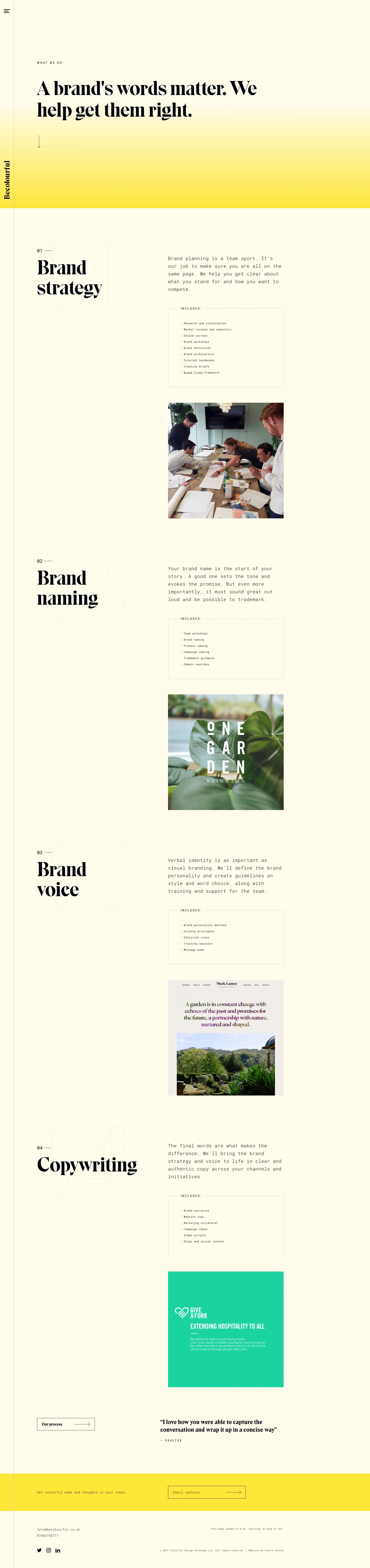 Becolourful Landing Page Example: We're here to find your focus, tune your voice, and get you heard.
