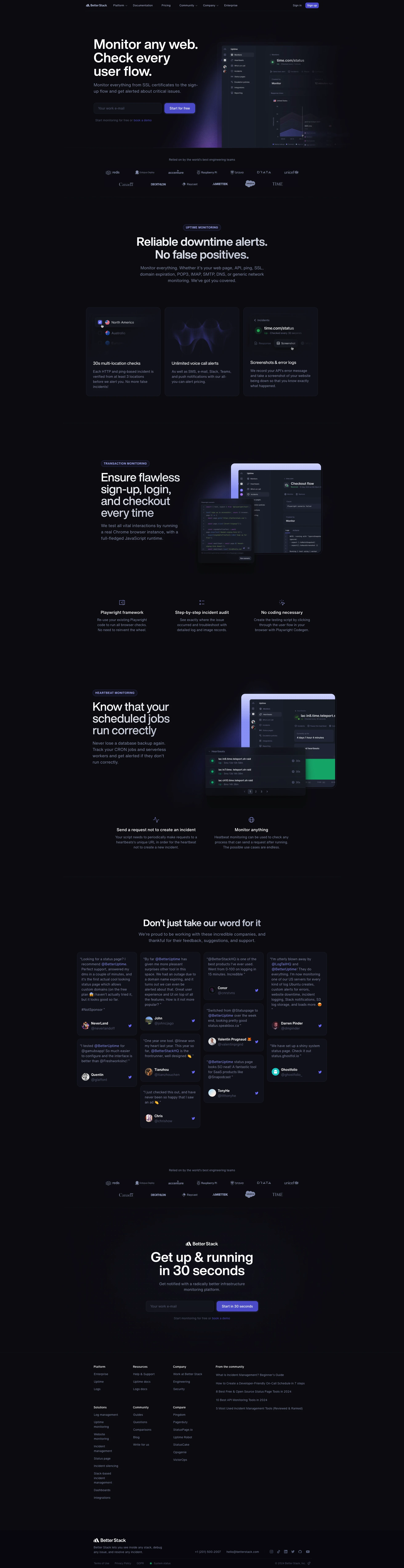 Better Stack Landing Page Example: Better Stack lets you see inside any stack, debug any issue, and resolve any incident.