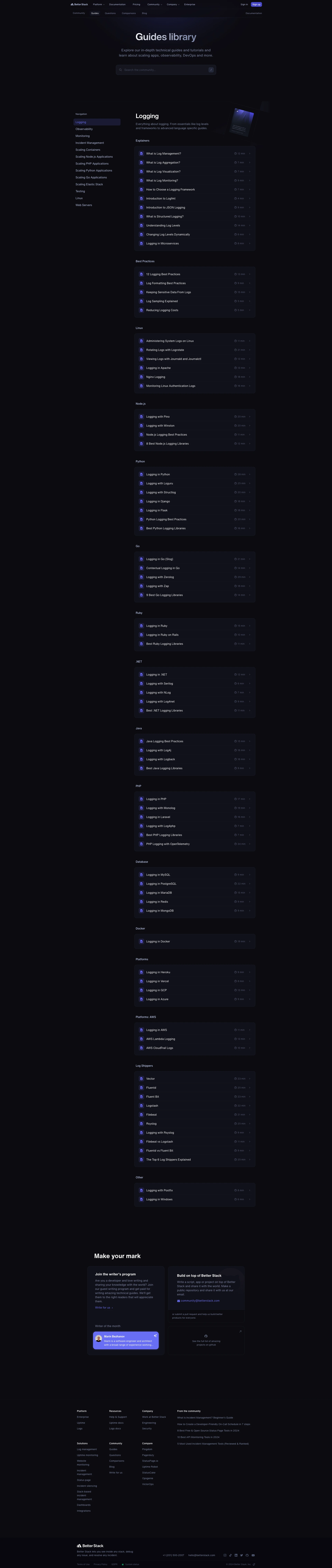 Better Stack Landing Page Example: Better Stack lets you see inside any stack, debug any issue, and resolve any incident.