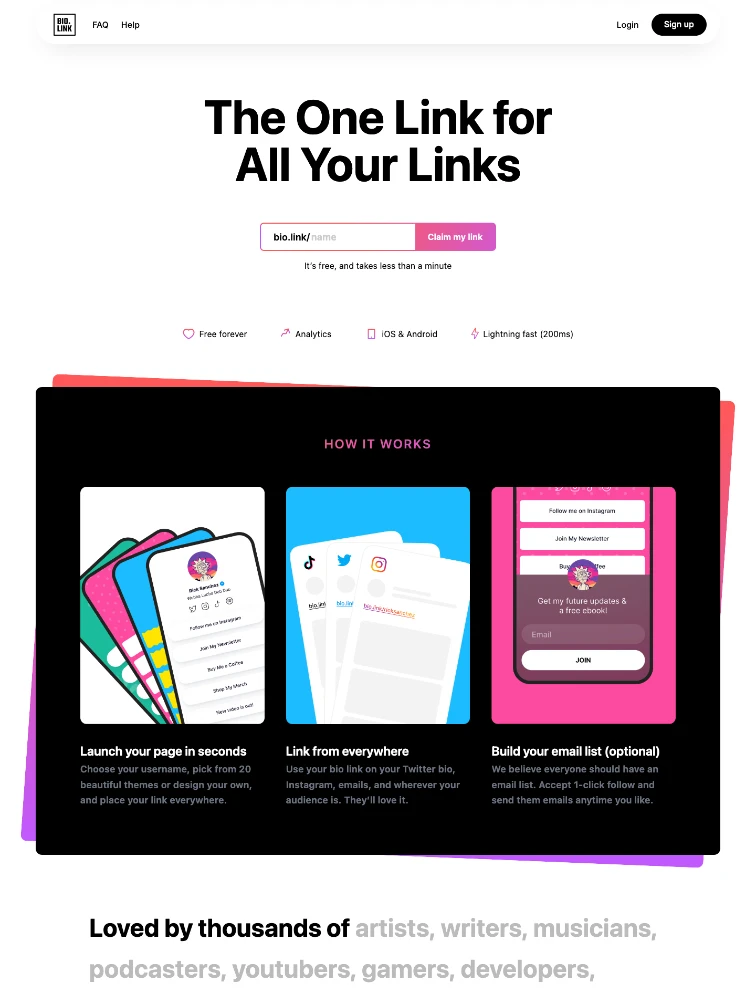 Bio Link website design - Lapa Ninja