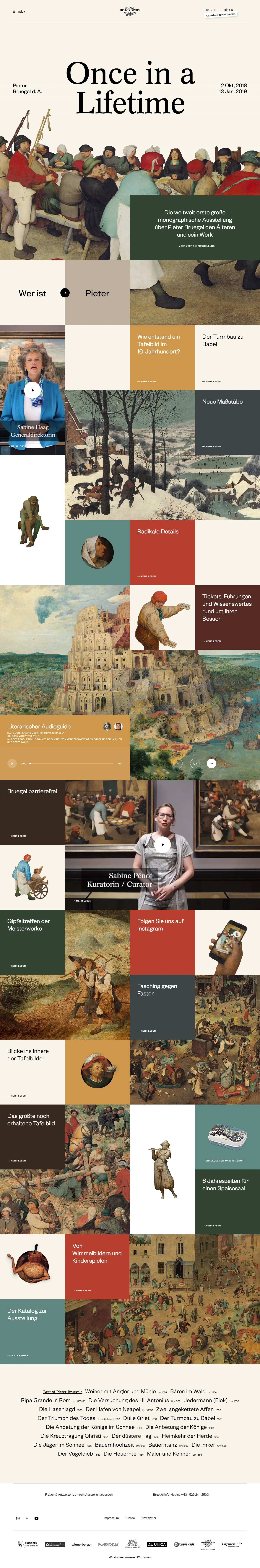 Bruegel Landing Page Example: The world's first ever major monograph exhibition featuring Pieter Bruegel the Elder and his magnificent work.