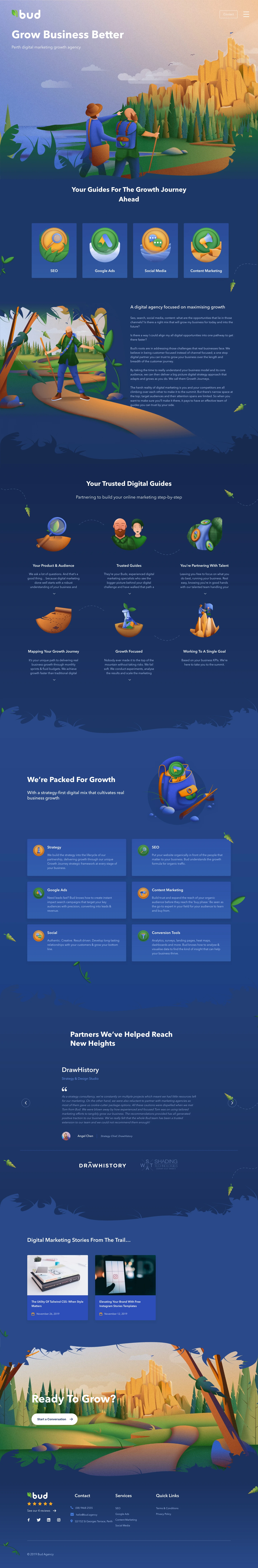 Bud Agency Landing Page Example: A digital agency focused on maximising growth.