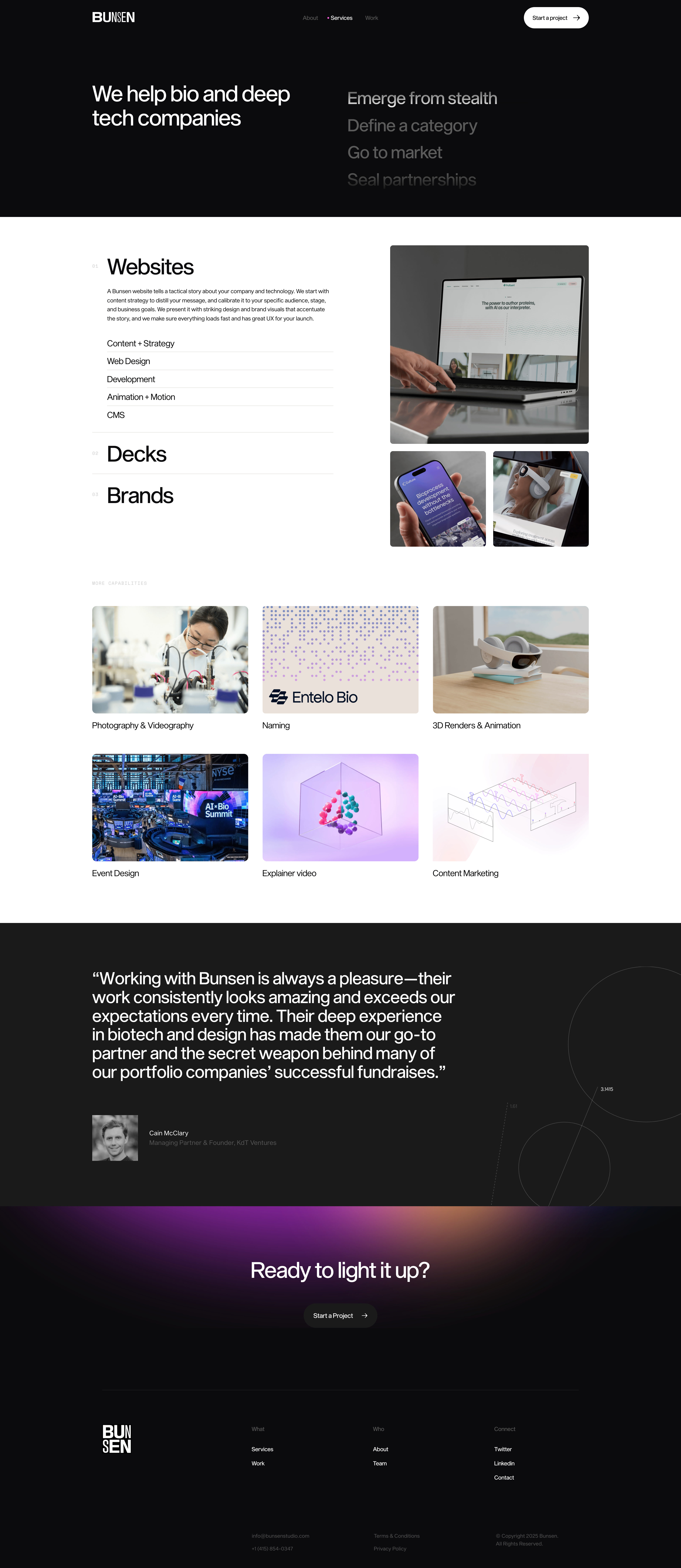 Bunsen Studio - Services Example
