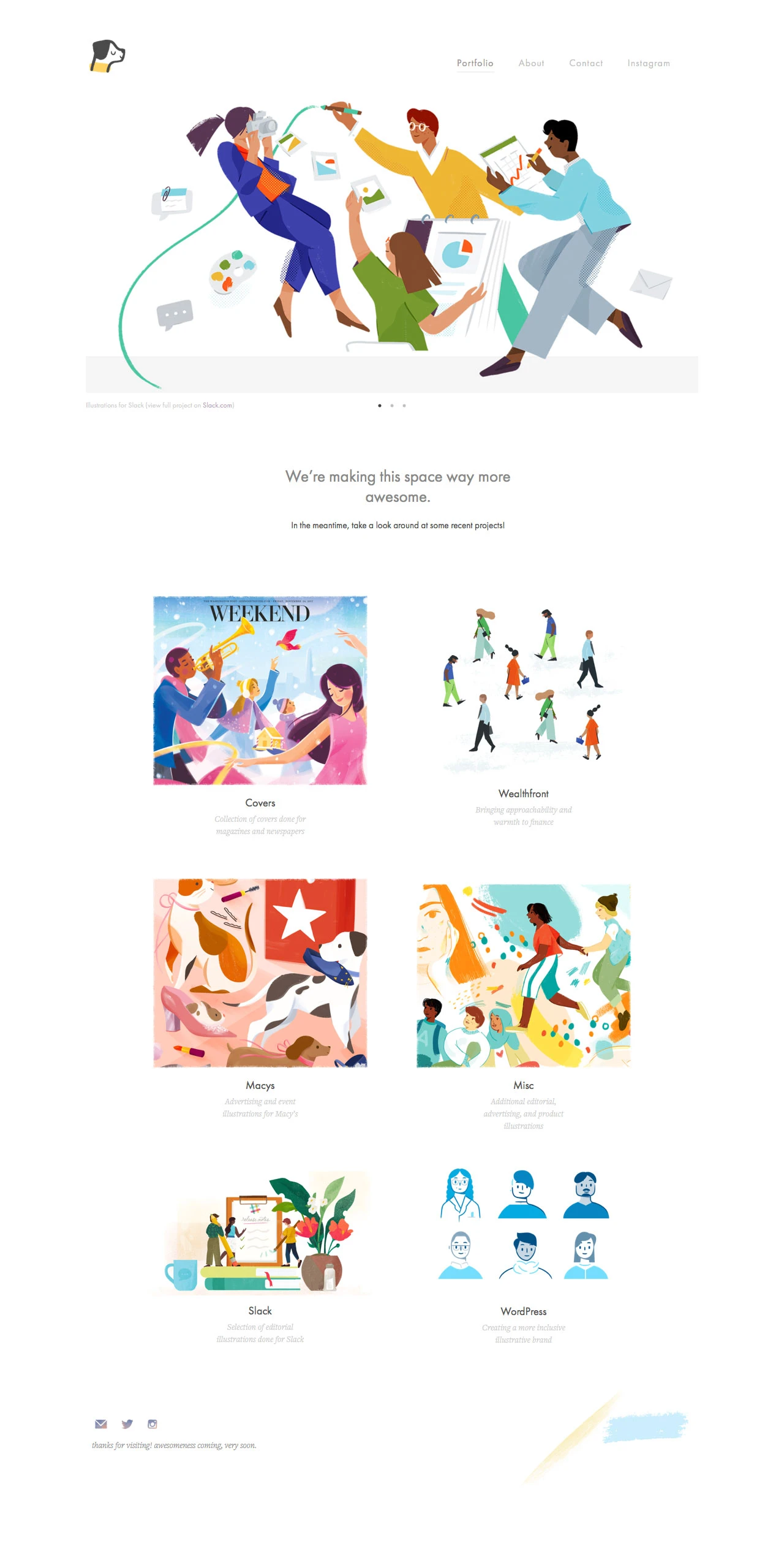 Alice Lee Landing Page Example: I’m Alice! I am an independent SF-based illustrator & designer who loves drawing and telling clever stories.