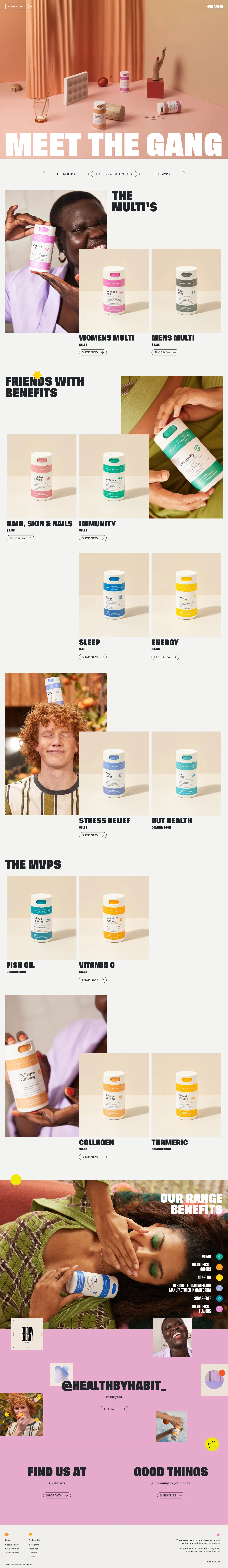 Health By Habit Landing Page Example: We believe looking after your health should be as simple and straightforward as possible, so this means making products that fit easily into your life.