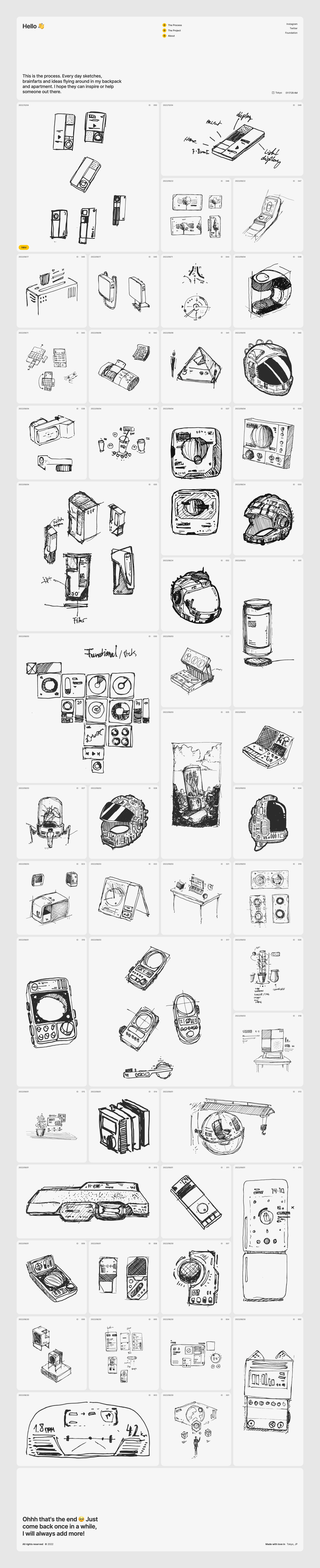 theprocess Landing Page Example: This is the process. Every day sketches, brainfarts and ideas flying around in my backpack and apartment. I hope they can inspire or help someone out there.