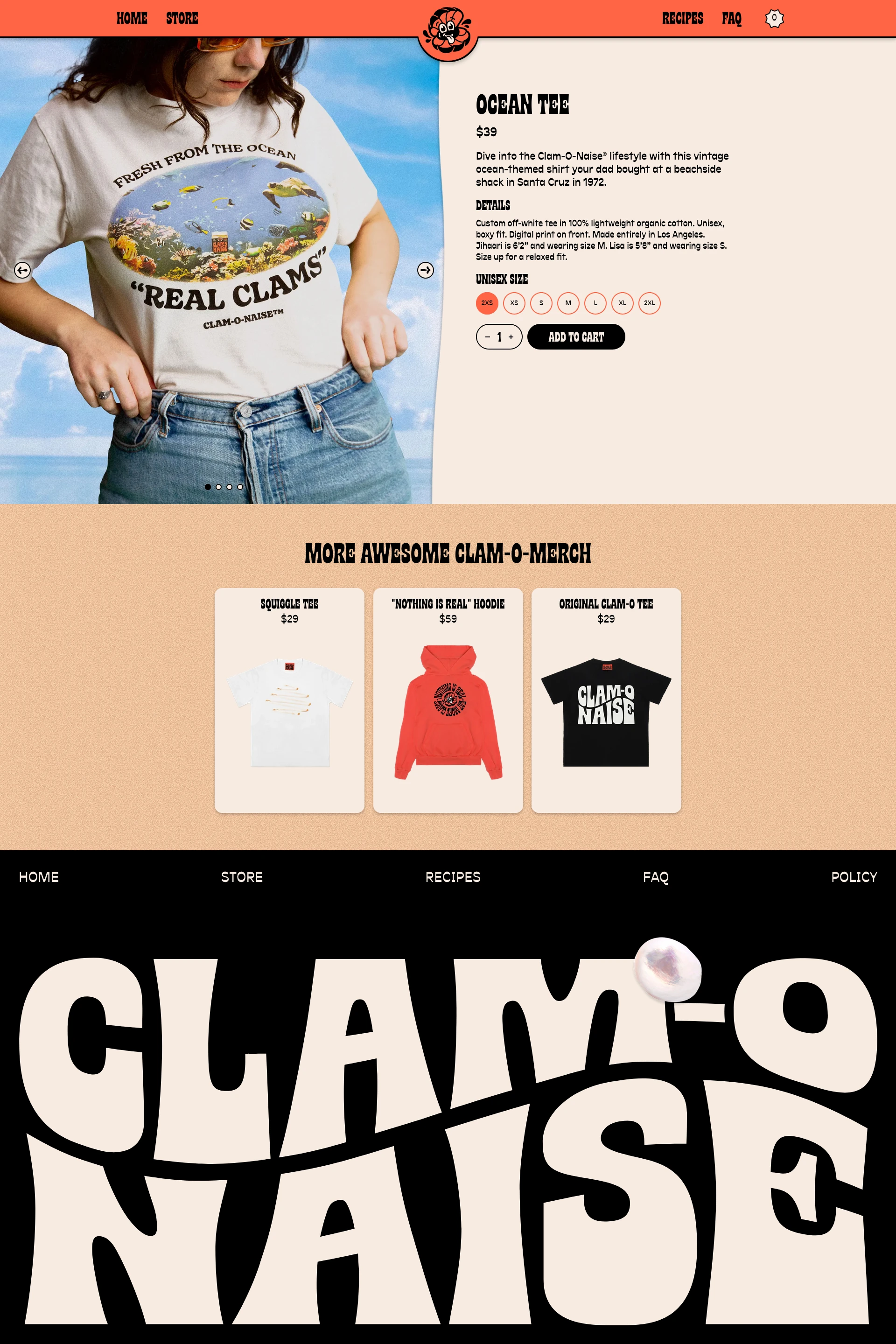 Clam-O-Nais Landing Page Example: A jar of mayonnaise. A pack of cards. A lifestyle.