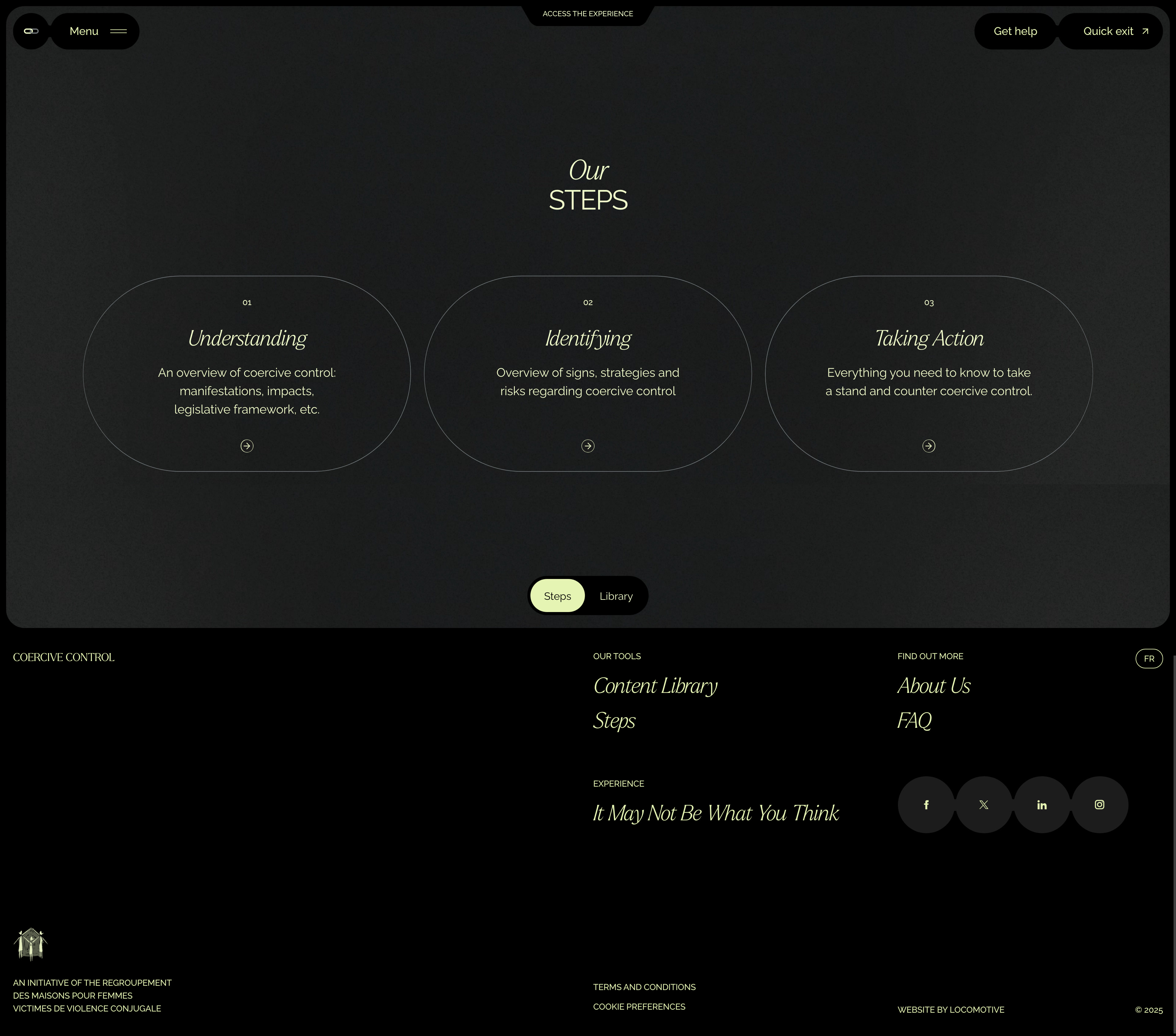 Coercive Control Landing Page Example: The true face of conjugal violence. A reference platform dedicated to coercive control and aimed at better protecting women and children who are its victims.