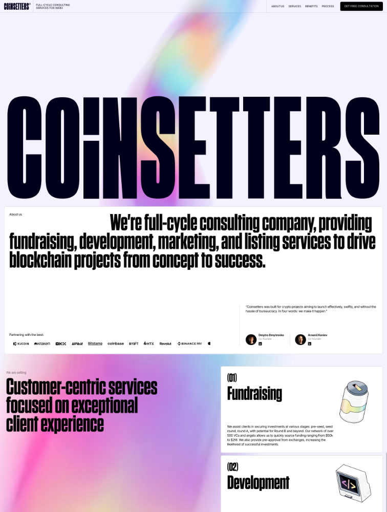 Coinsetters Landing Page Design