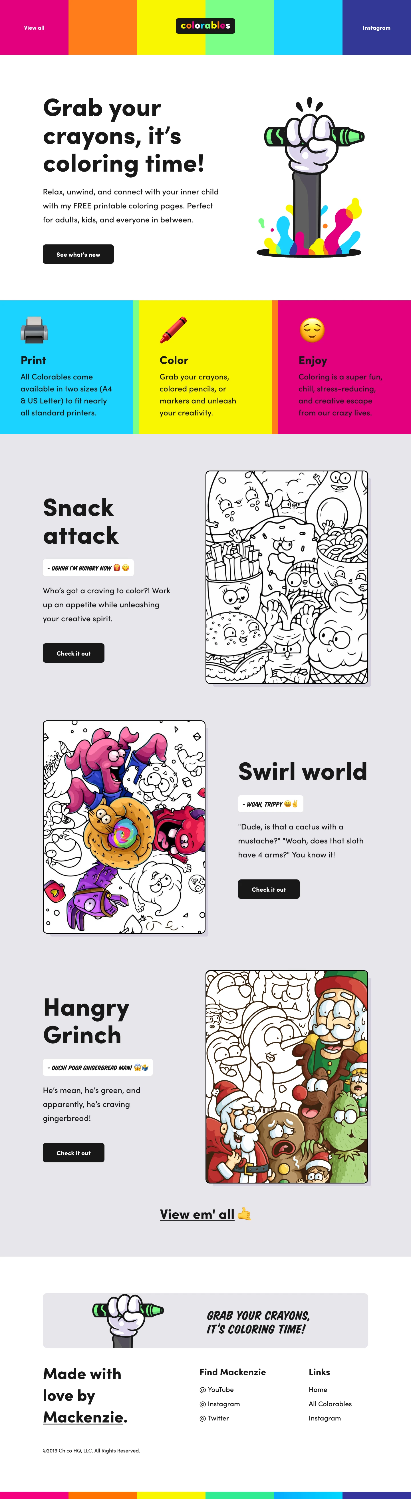 Colorables Landing Page Example: Relax, unwind, and connect with your inner child with free printable coloring pages. Perfect for adults, kids, and everyone in between.