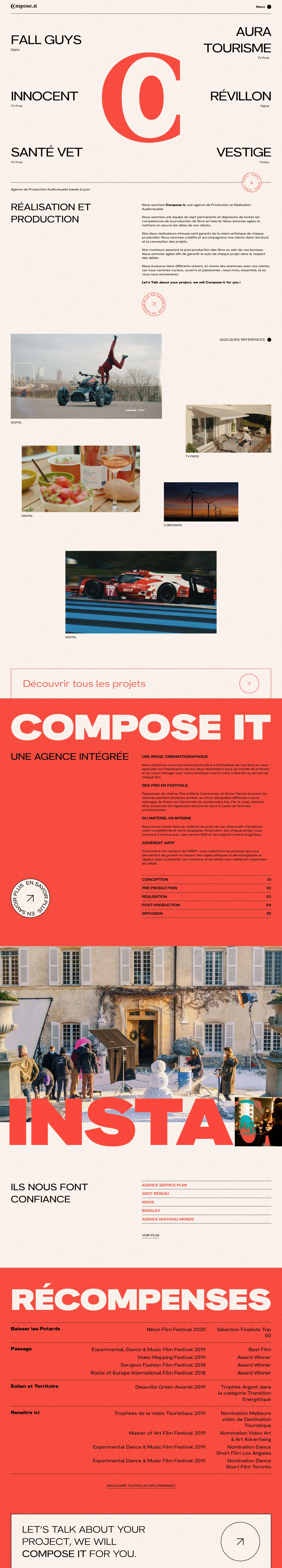 Compose It Landing Page Example: Compose It, an audiovisual production and production agency based in Lyon. Specialized in advertising, corporate or fiction films.