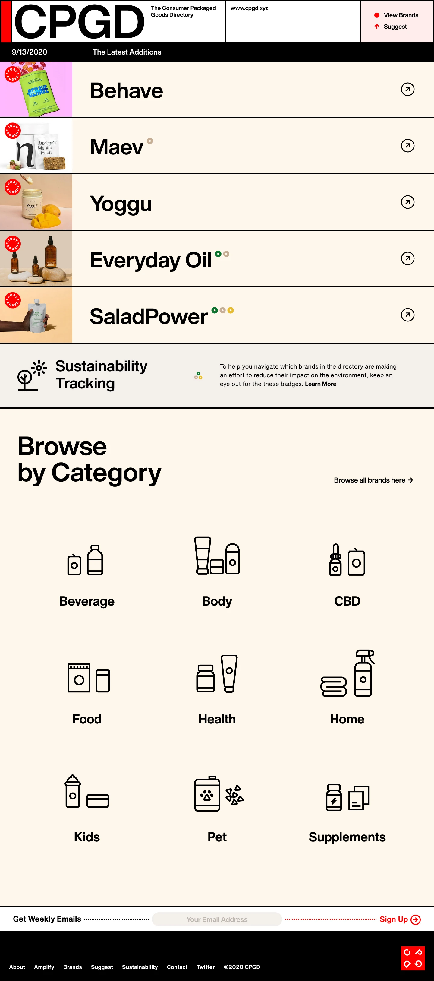 CPGD Landing Page Example: The Consumer Packaged Goods Directory