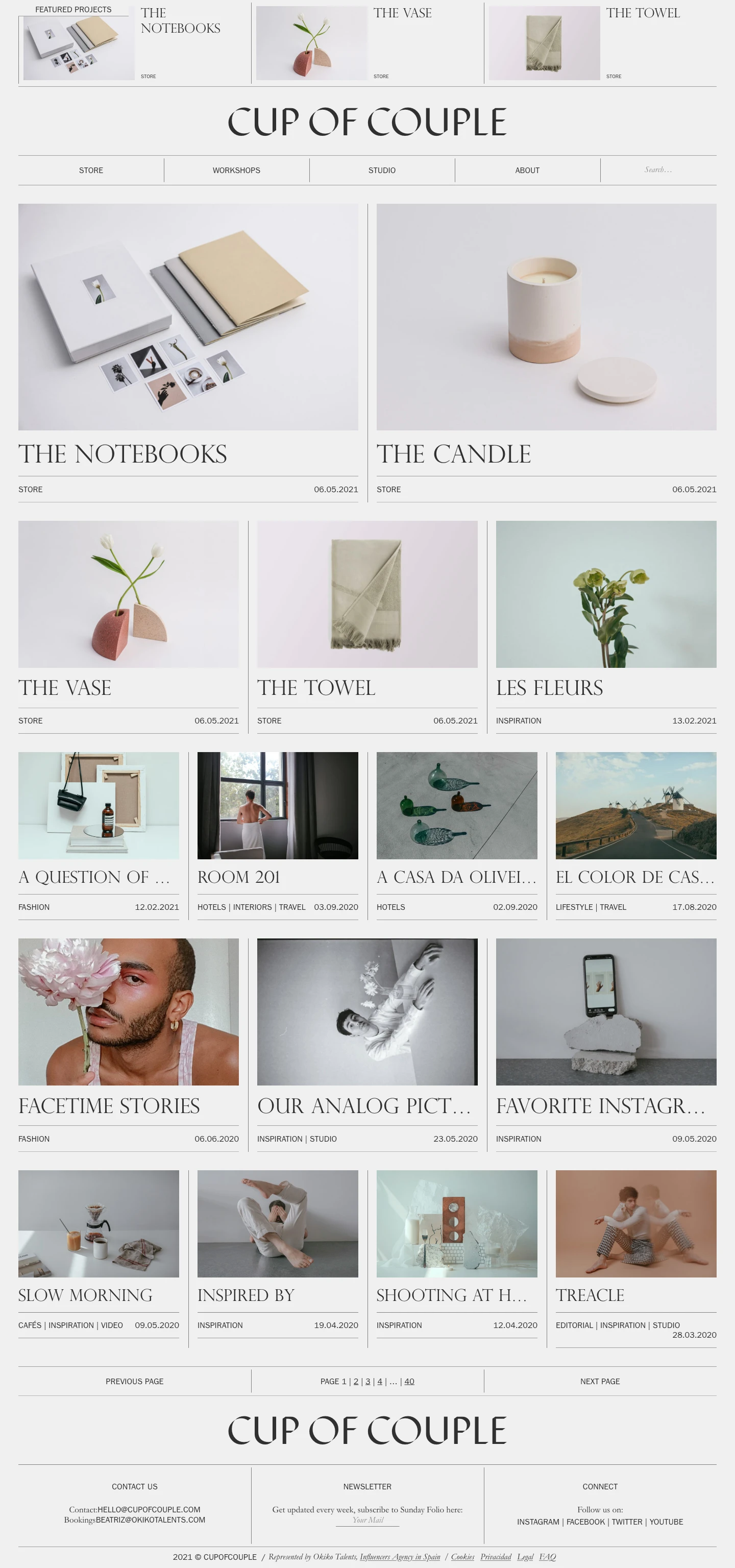 Cup of Couple Landing Page Example: Fashion and lifestyle inspiration for creative and curious minds. Curated by Mike Madrid & Gabriel García.