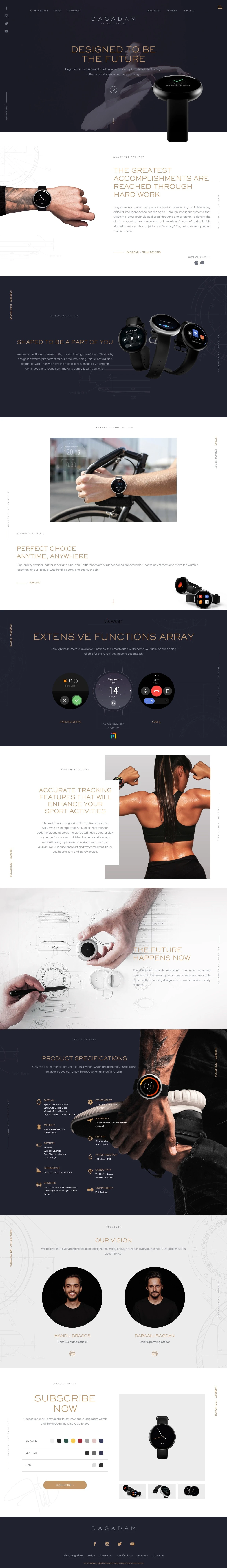 Dagadam Landing Page Example: Dagadam is a smartwatch that entwines perfectly the ultimate technology with a comfortable and ergonomic design