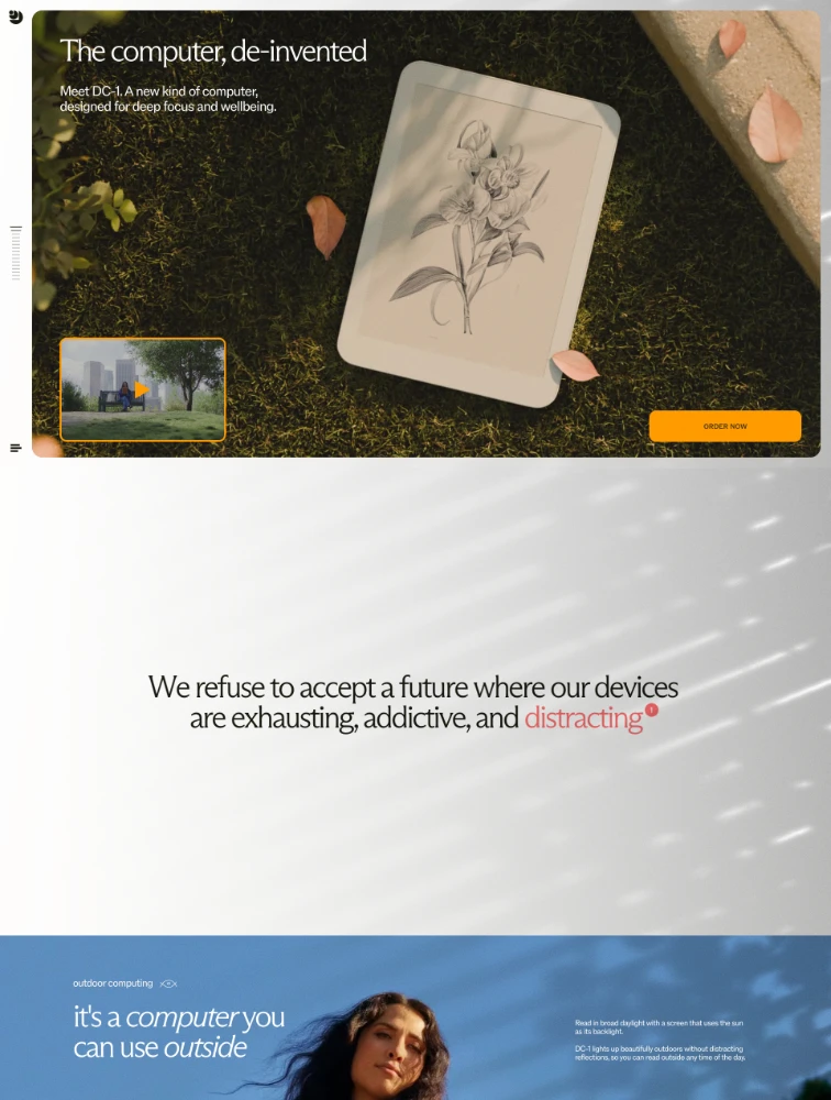 Daylight Computer Landing Page Design