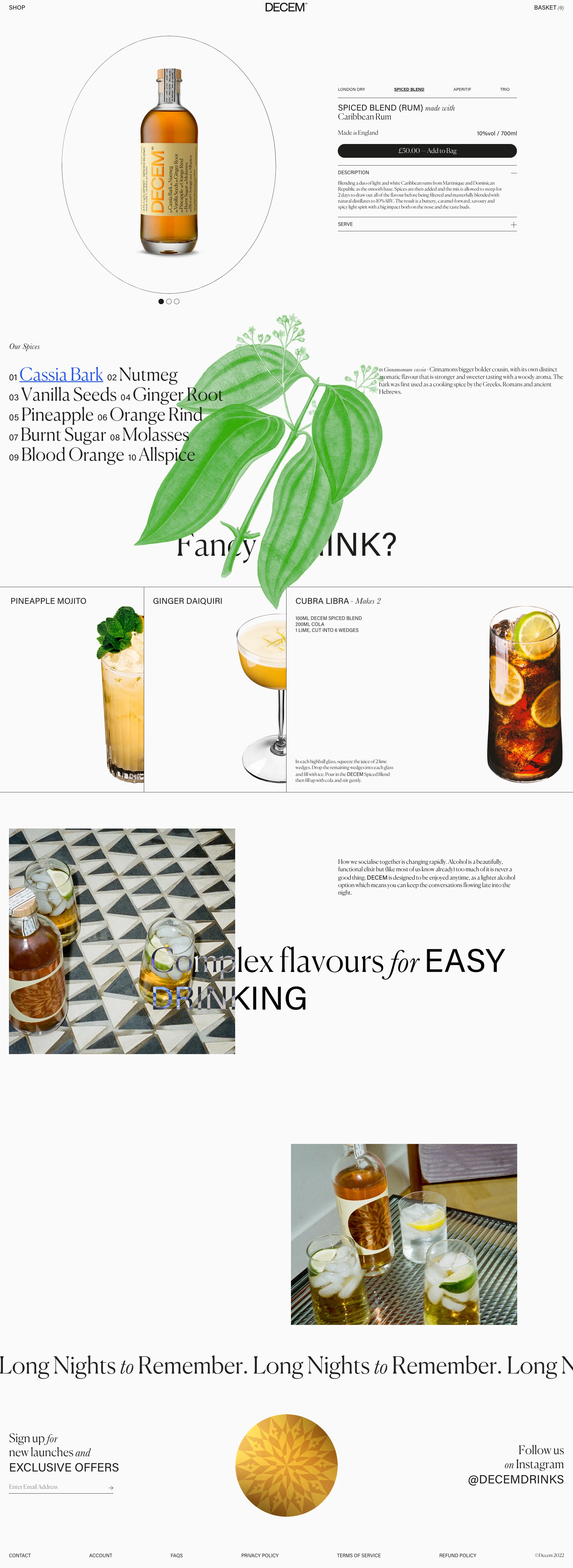 Decem Landing Page Example: A range of refreshingly NEW, 10% LIGHT SPIRITS made in England with natural ingredients.