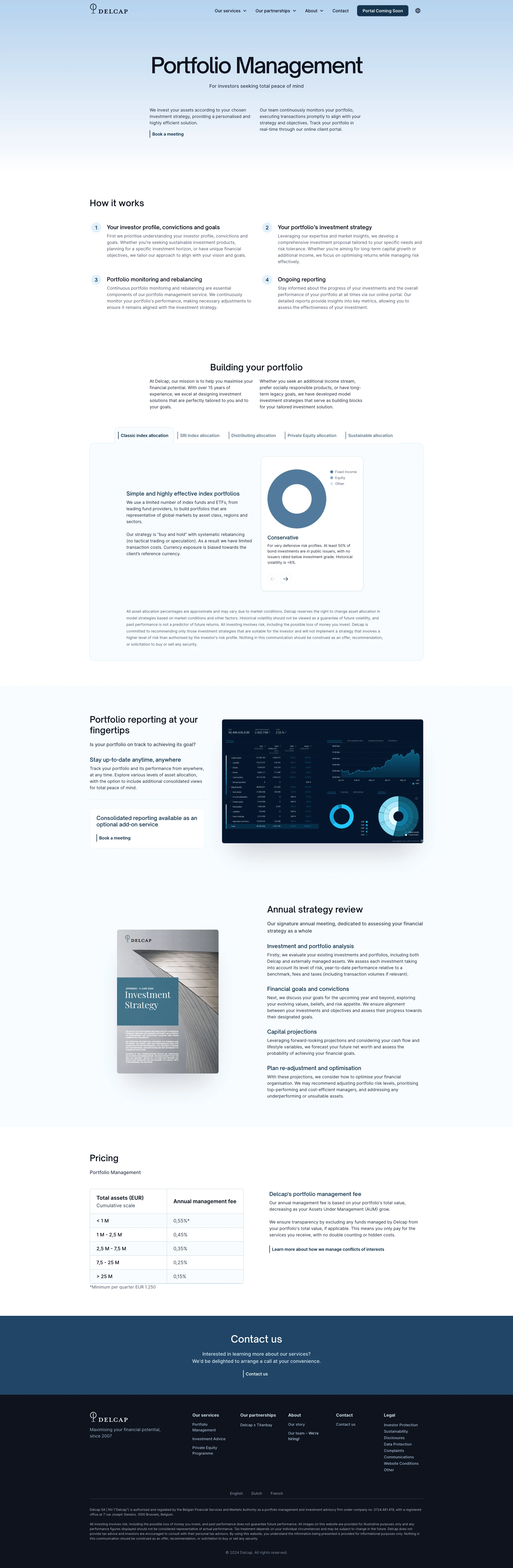 Delcap Landing Page Example: Delcap is an investment firm providing portfolio management and investment advisory services since 2007. With over 15 years of experience, we excel at designing investment solutions that are perfectly tailored to you and to your goals.