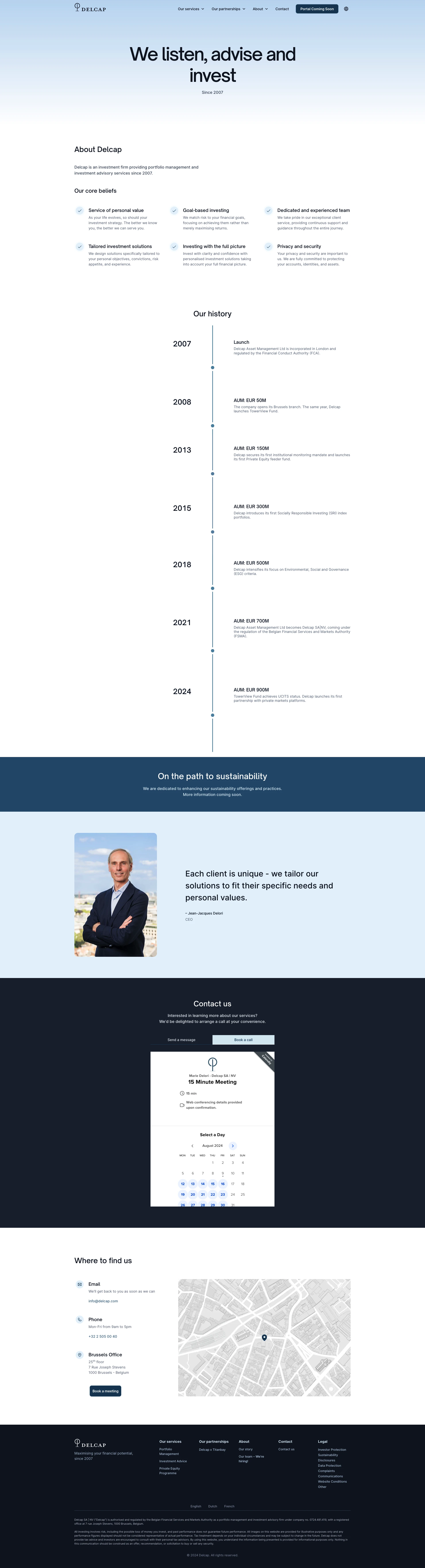 Delcap Landing Page Example: Delcap is an investment firm providing portfolio management and investment advisory services since 2007. With over 15 years of experience, we excel at designing investment solutions that are perfectly tailored to you and to your goals.