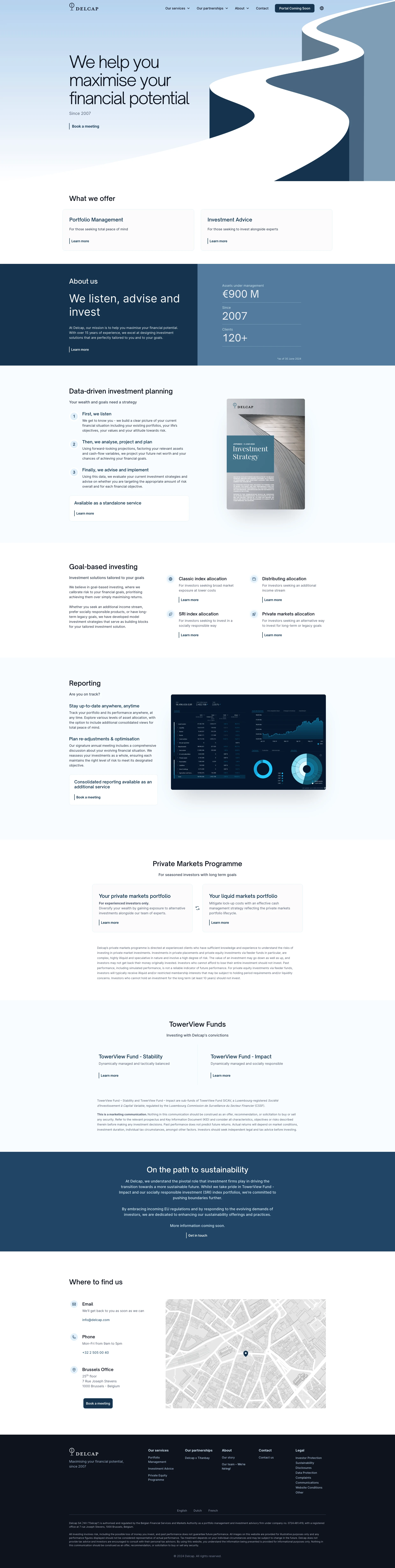 Delcap Landing Page Example: Delcap is an investment firm providing portfolio management and investment advisory services since 2007. With over 15 years of experience, we excel at designing investment solutions that are perfectly tailored to you and to your goals.