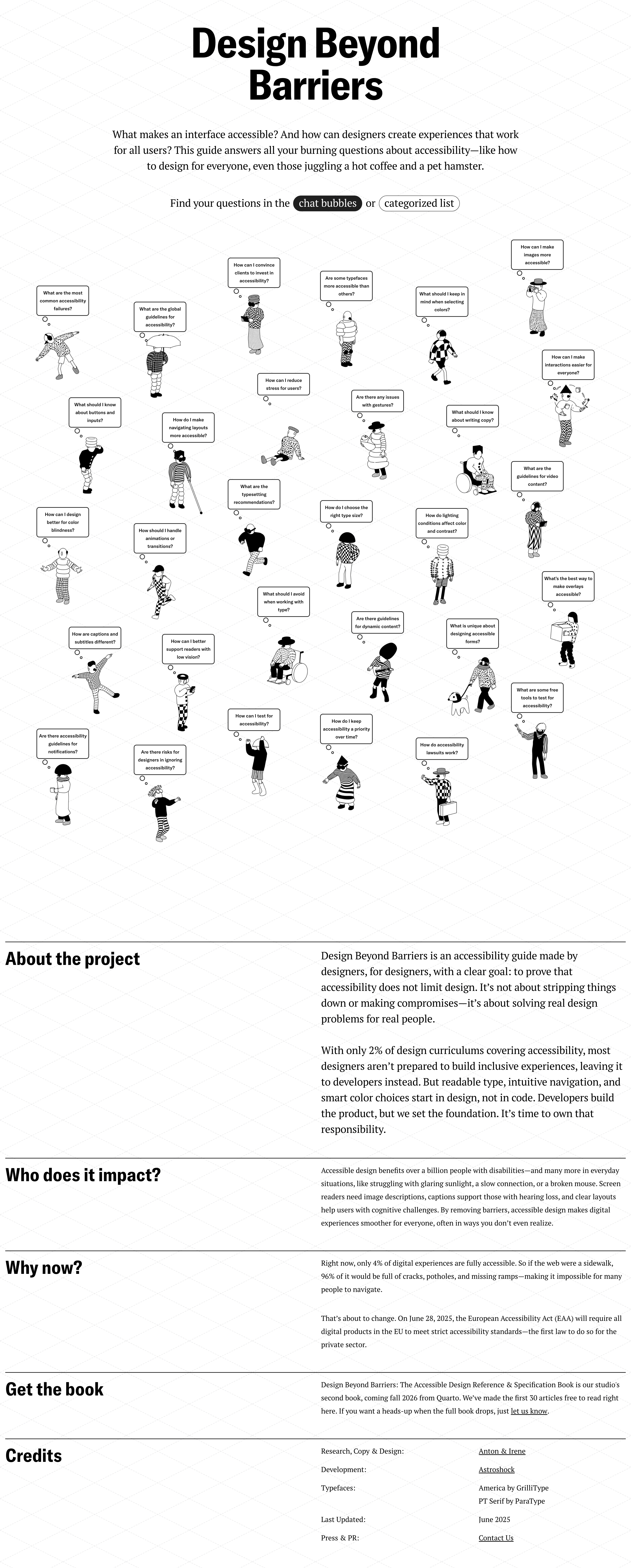 Design Beyond Barriers Landing Page Example: What makes an interface accessible? And how can designers create experiences that work for all users? This guide answers all your burning questions about accessibility—like how to design for everyone, even those juggling a hot coffee and a pet hamster.