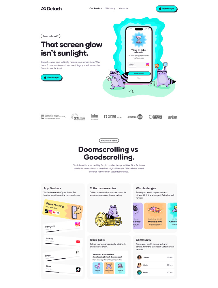 Detach Landing Page Example