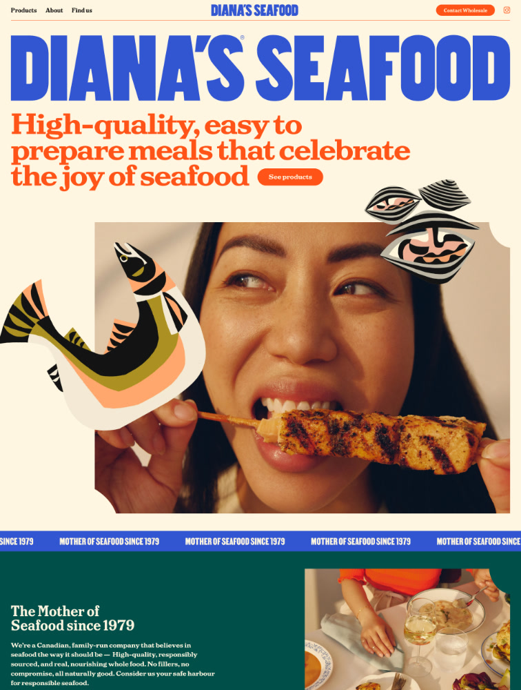 Diana s seafood website design lapa ninja
