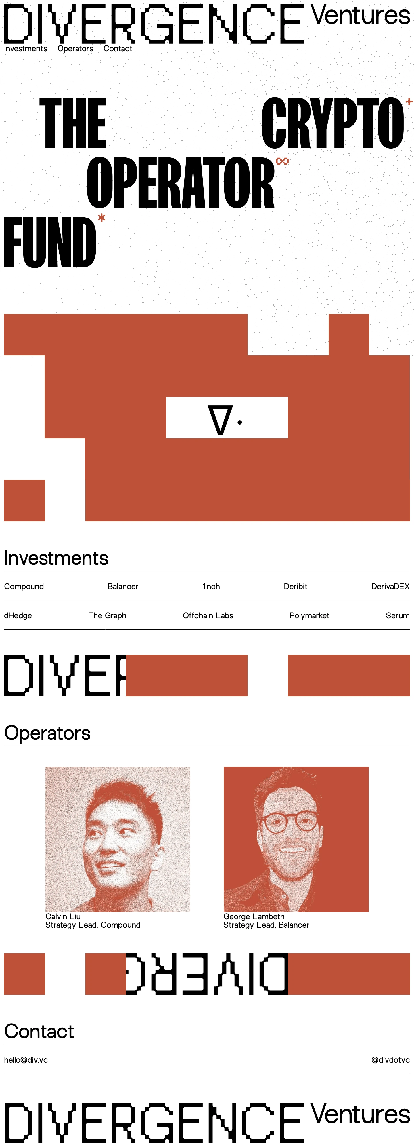 Divergence Ventures Landing Page Example: Your friendly neighborhood crypto operator fund