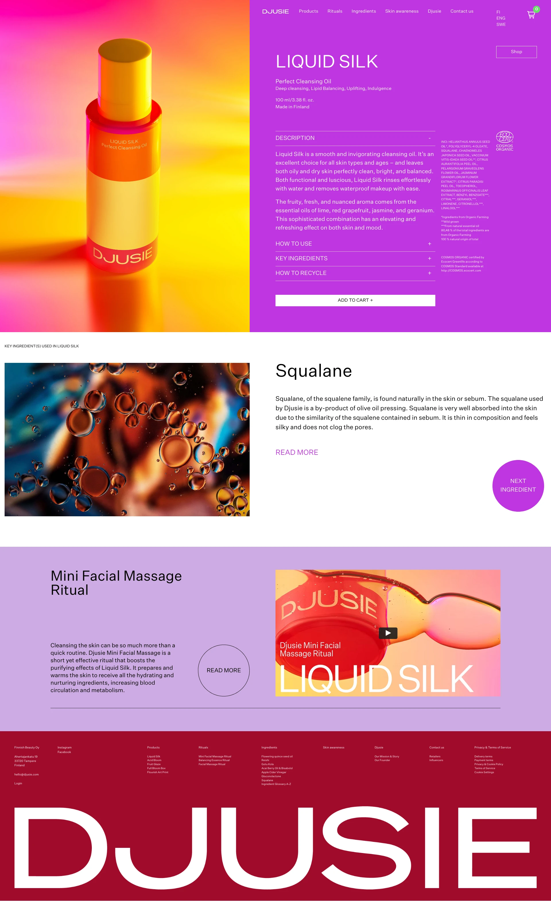 Djusie Landing Page Example: Djusie is a visionary F-Beauty brand offering a high-quality range of natural skincare products certified by Ecocert.