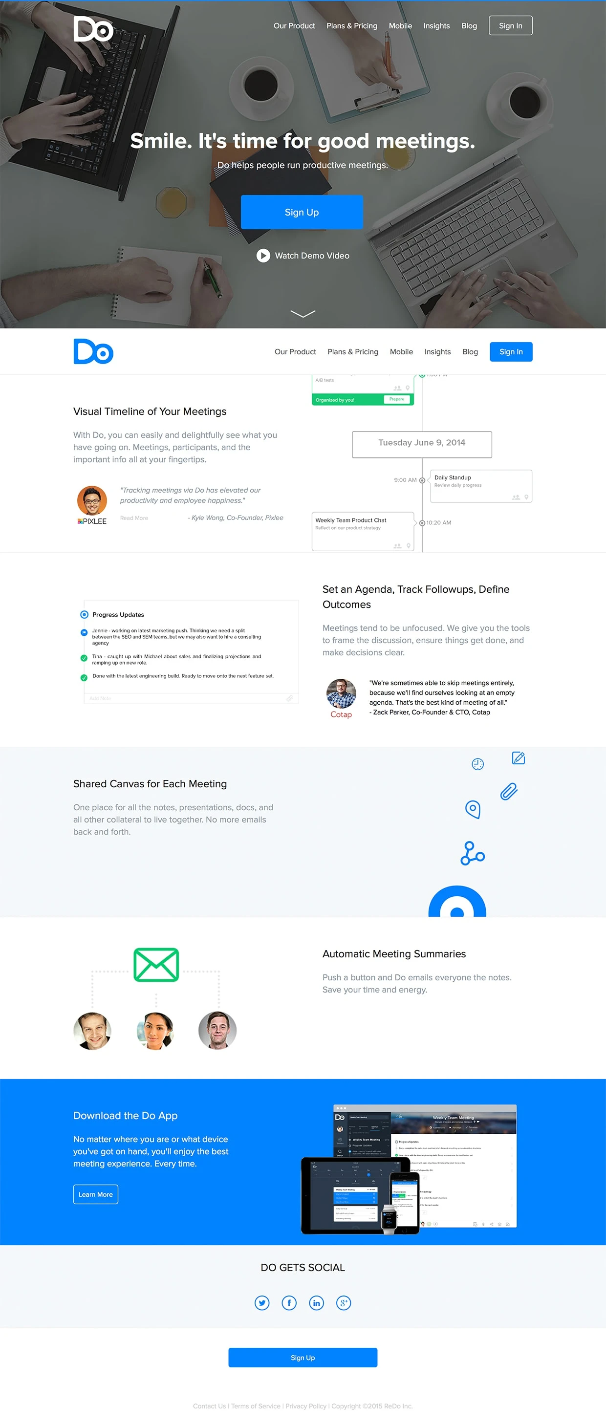 Do Landing Page Example: Do helps you run productive meetings. Do work you love.