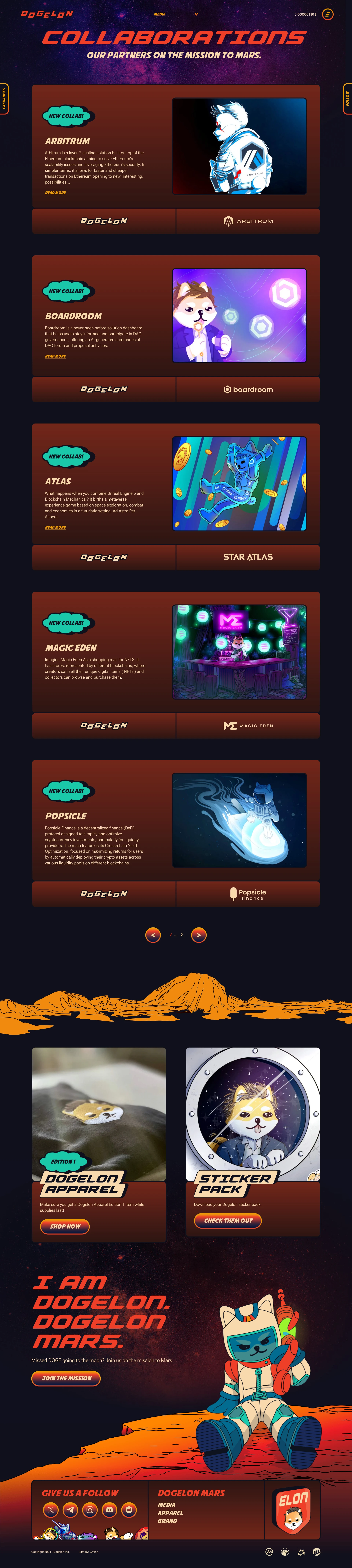 Dogelon Mars Landing Page Example: Dogelon Mars is creating a metaverse set on Mars, by integrating AI to create an immersive and interactive virtual experience.