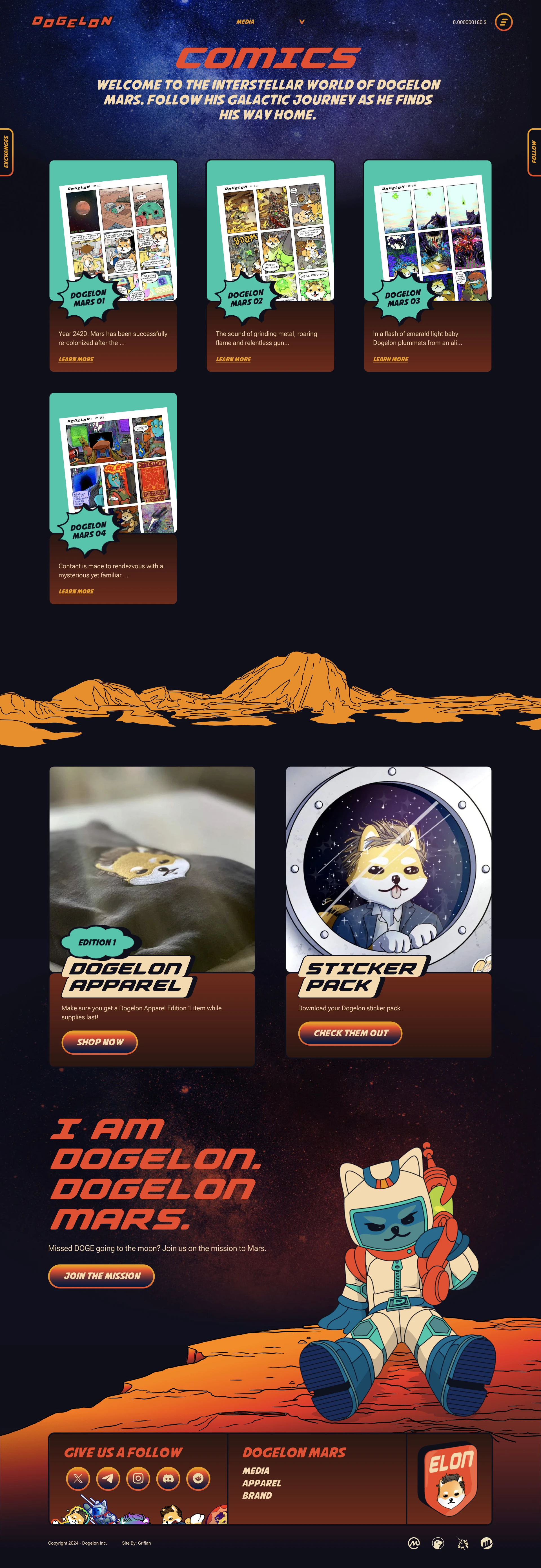 Dogelon Mars Landing Page Example: Dogelon Mars is creating a metaverse set on Mars, by integrating AI to create an immersive and interactive virtual experience.