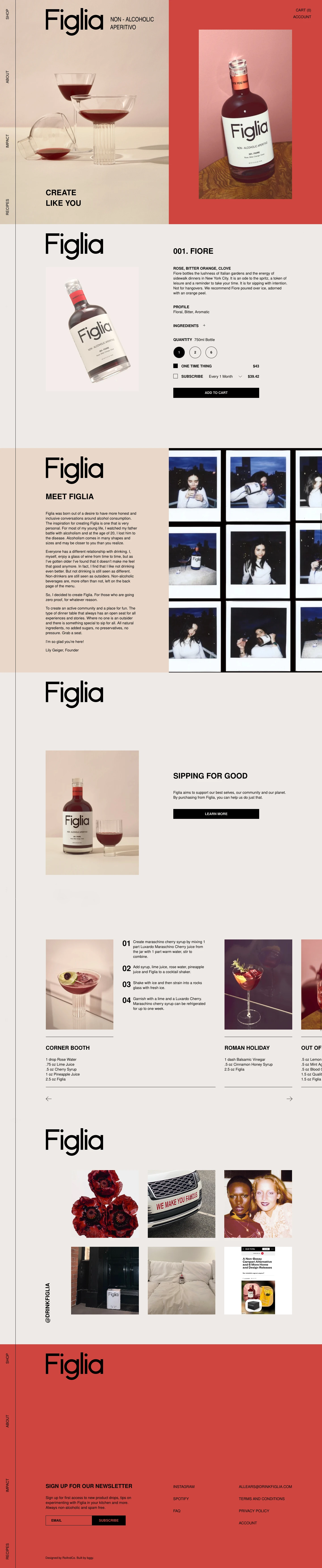 Figlia Landing Page Example: A non-alcoholic aperitivo created for moments you want to remember.