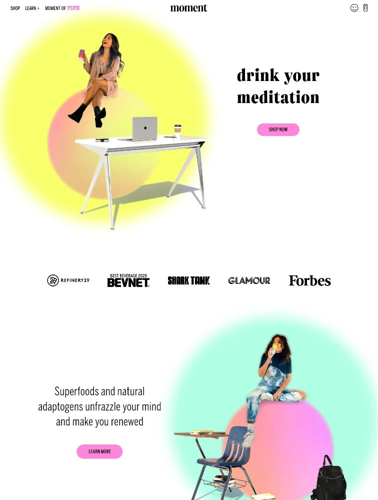 Moment Landing Page Design