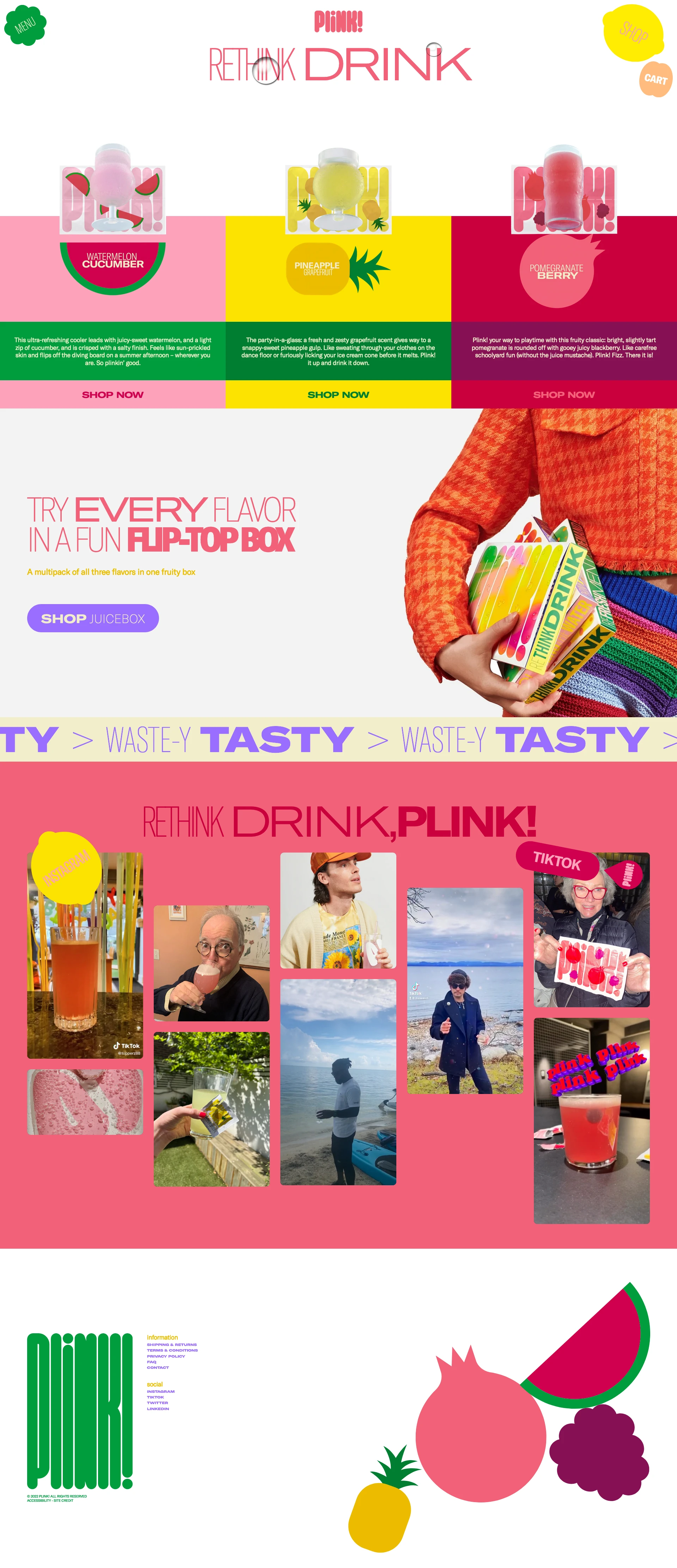 PLINK! Landing Page Example: Plink’s drink tablets transform any glass of water into a great-tasting, low-sugar and low calorie beverage with a radically small carbon footprint.