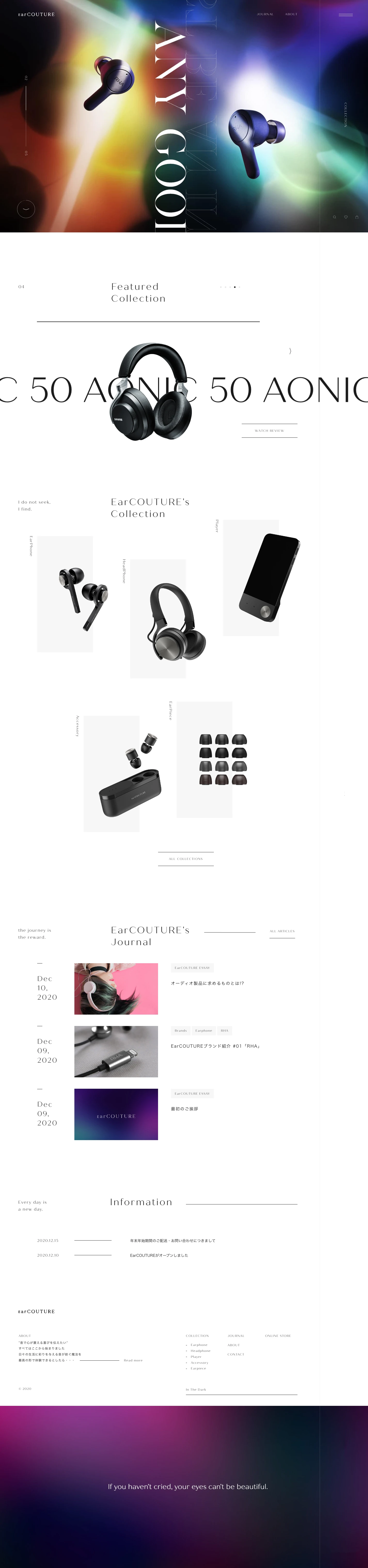 EarCOUTURE Landing Page Example: EarCOUTURE is a portable audio shop that carries a range of brands that reaffirm the wonders of music and change the value you place on the sound quality.