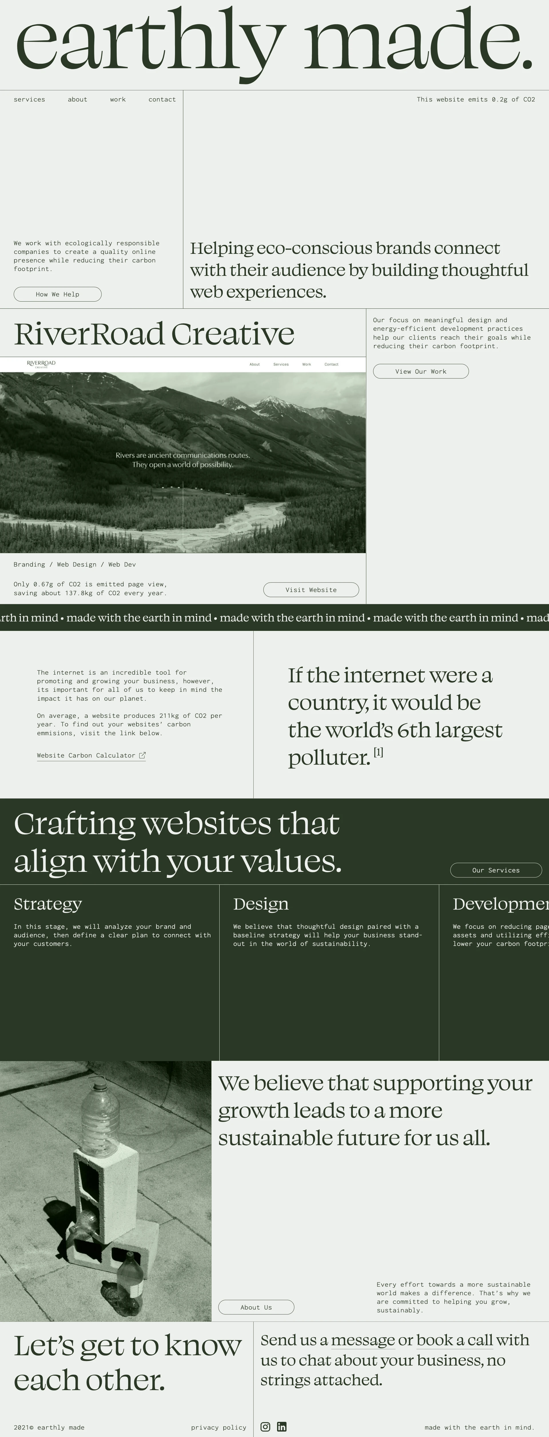 Earthly Made Landing Page Example: Helping eco-conscious brands connect with their audience by building thoughtful web experiences.