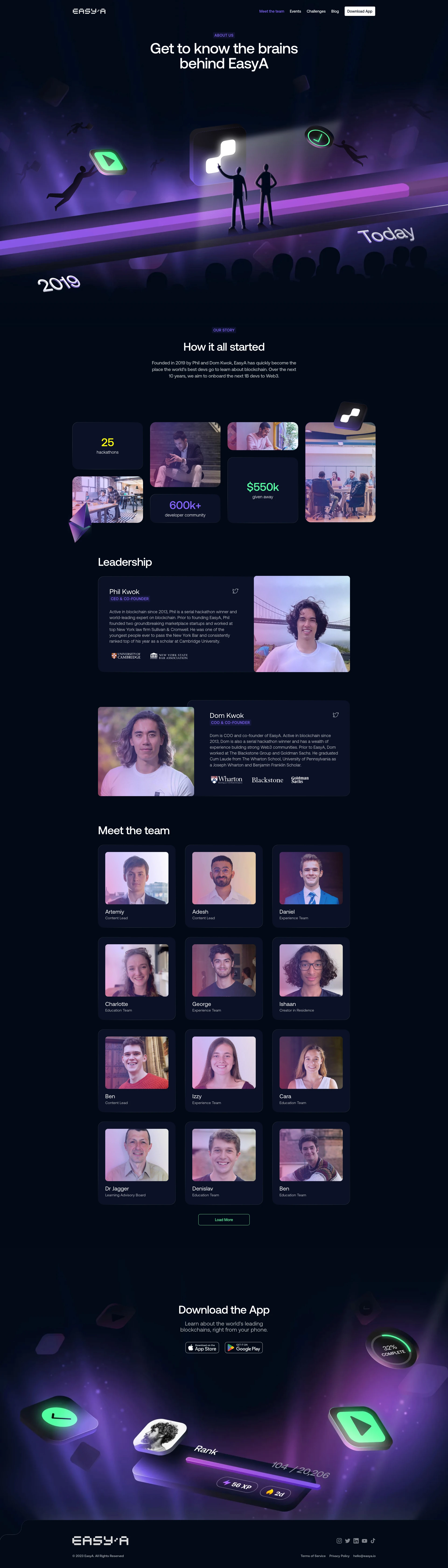 EasyA Landing Page Example: Discover your path to Web3. Learn about the world’s leading blockchains, right from your phone.