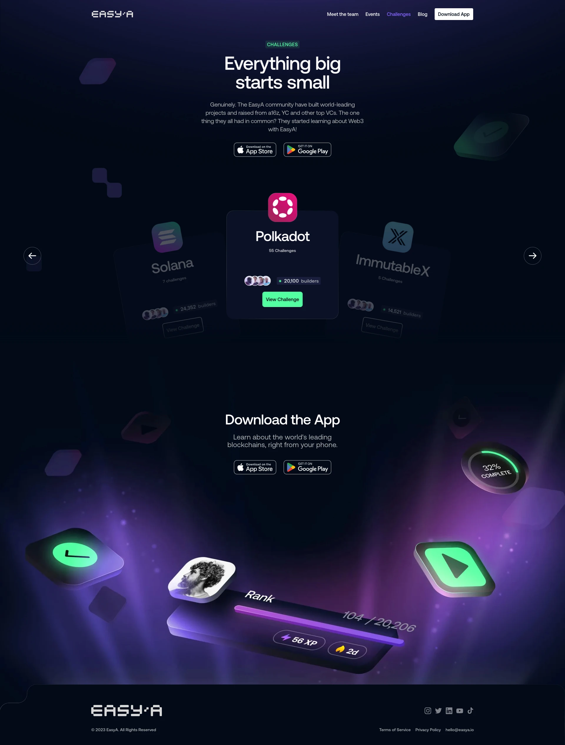 EasyA Landing Page Example: Discover your path to Web3. Learn about the world’s leading blockchains, right from your phone.